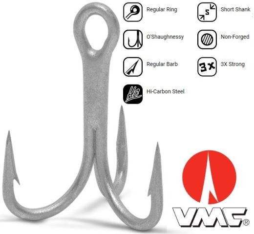 VMC Saltwater Special 9626 - OShaughnessy 3X-Strong X-Short Treble Hooks: 2  - Exeter Angling